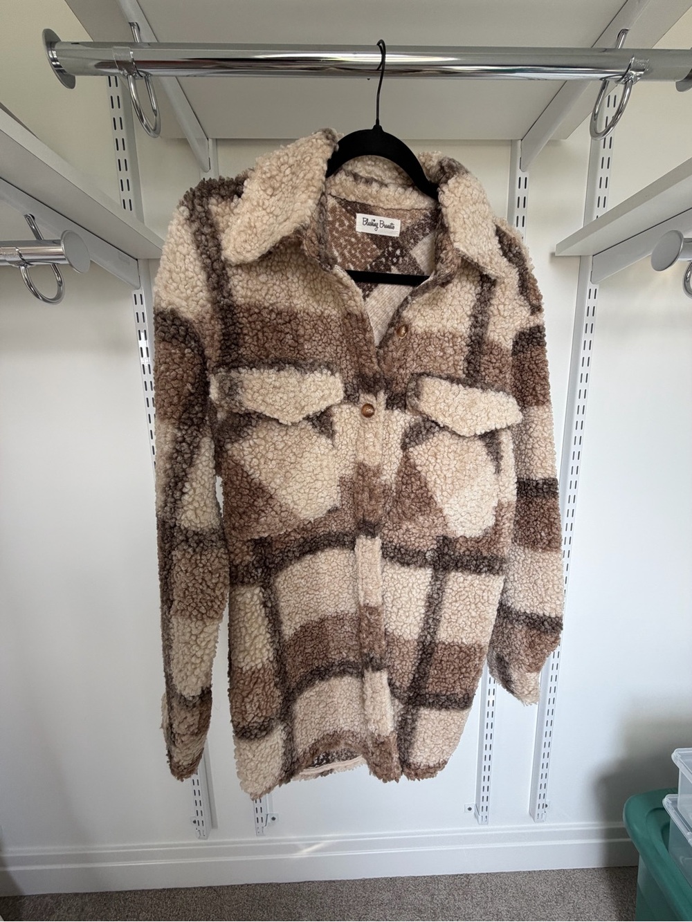 Cream & Brown Sherpa Shacket